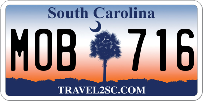 SC license plate MOB716