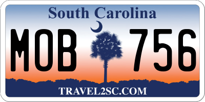 SC license plate MOB756