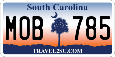 SC license plate MOB785