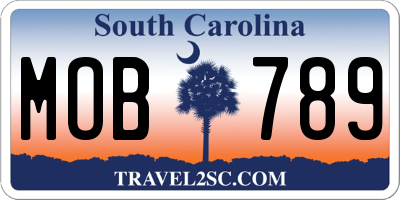 SC license plate MOB789