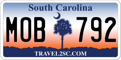 SC license plate MOB792