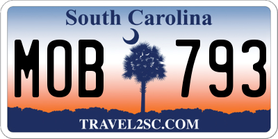 SC license plate MOB793