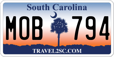 SC license plate MOB794