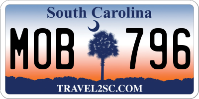SC license plate MOB796