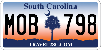 SC license plate MOB798