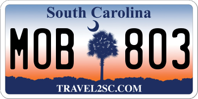 SC license plate MOB803