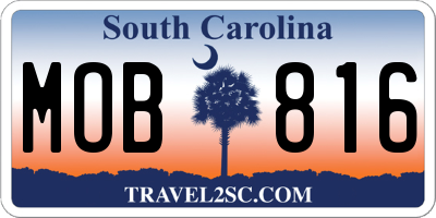 SC license plate MOB816