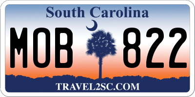 SC license plate MOB822