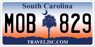 SC license plate MOB829