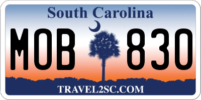 SC license plate MOB830