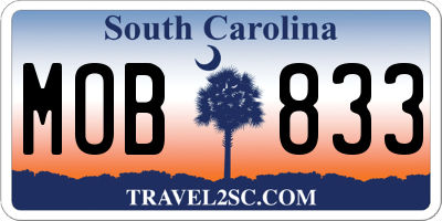 SC license plate MOB833