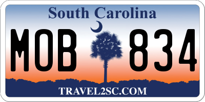 SC license plate MOB834