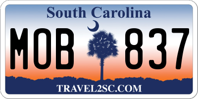 SC license plate MOB837