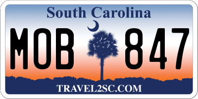 SC license plate MOB847