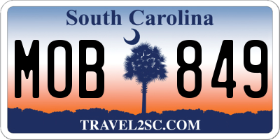 SC license plate MOB849