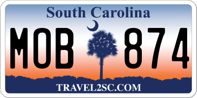SC license plate MOB874