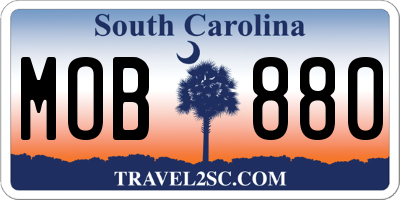 SC license plate MOB880