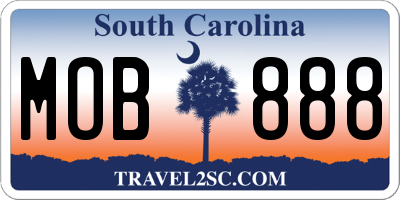 SC license plate MOB888