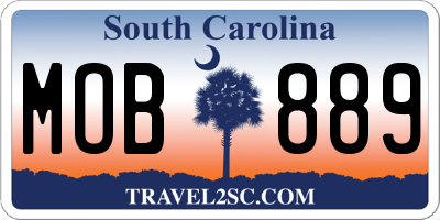 SC license plate MOB889
