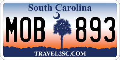 SC license plate MOB893