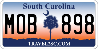 SC license plate MOB898