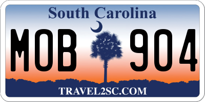 SC license plate MOB904