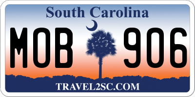 SC license plate MOB906