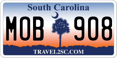 SC license plate MOB908