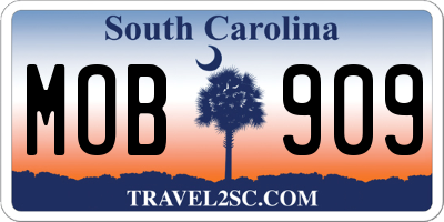 SC license plate MOB909