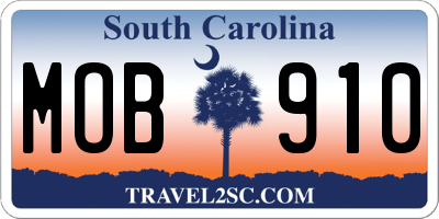 SC license plate MOB910