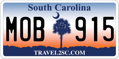 SC license plate MOB915