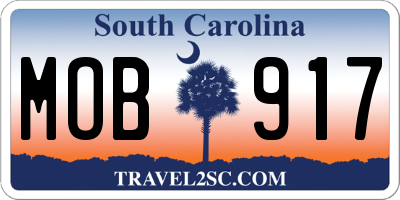 SC license plate MOB917