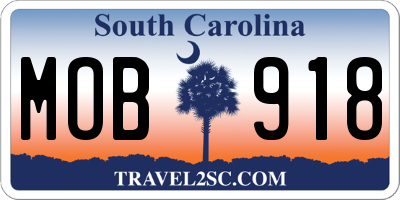 SC license plate MOB918