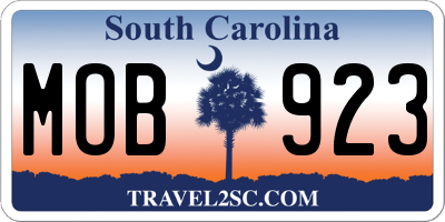 SC license plate MOB923
