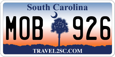 SC license plate MOB926