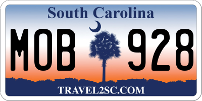 SC license plate MOB928