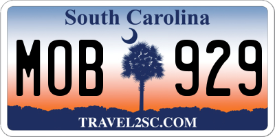 SC license plate MOB929