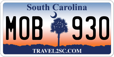 SC license plate MOB930