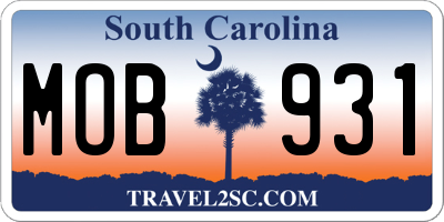 SC license plate MOB931
