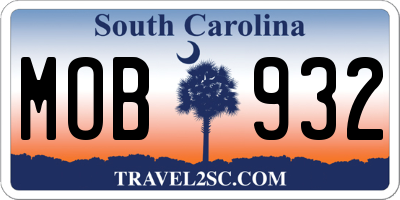 SC license plate MOB932