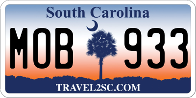 SC license plate MOB933