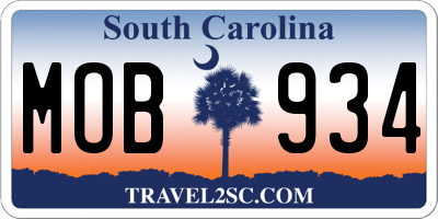 SC license plate MOB934