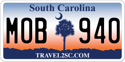 SC license plate MOB940