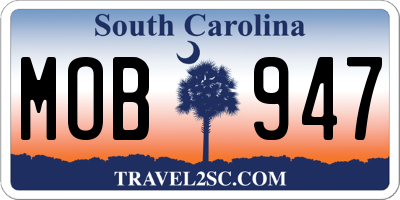 SC license plate MOB947