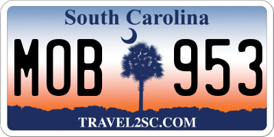 SC license plate MOB953