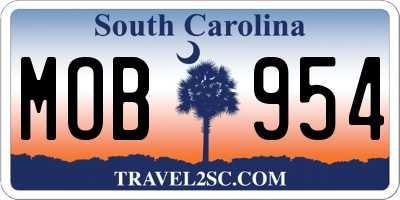 SC license plate MOB954