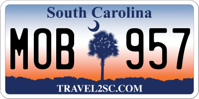 SC license plate MOB957
