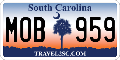 SC license plate MOB959