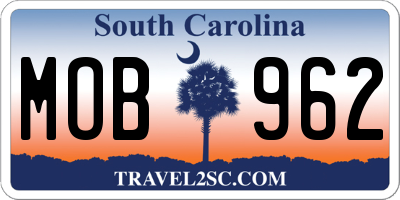 SC license plate MOB962