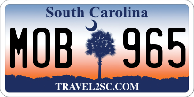 SC license plate MOB965